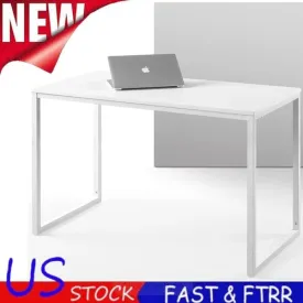 47" White Frame Laptop Computer Desk Office Table PC Laptop Study Writing Desk