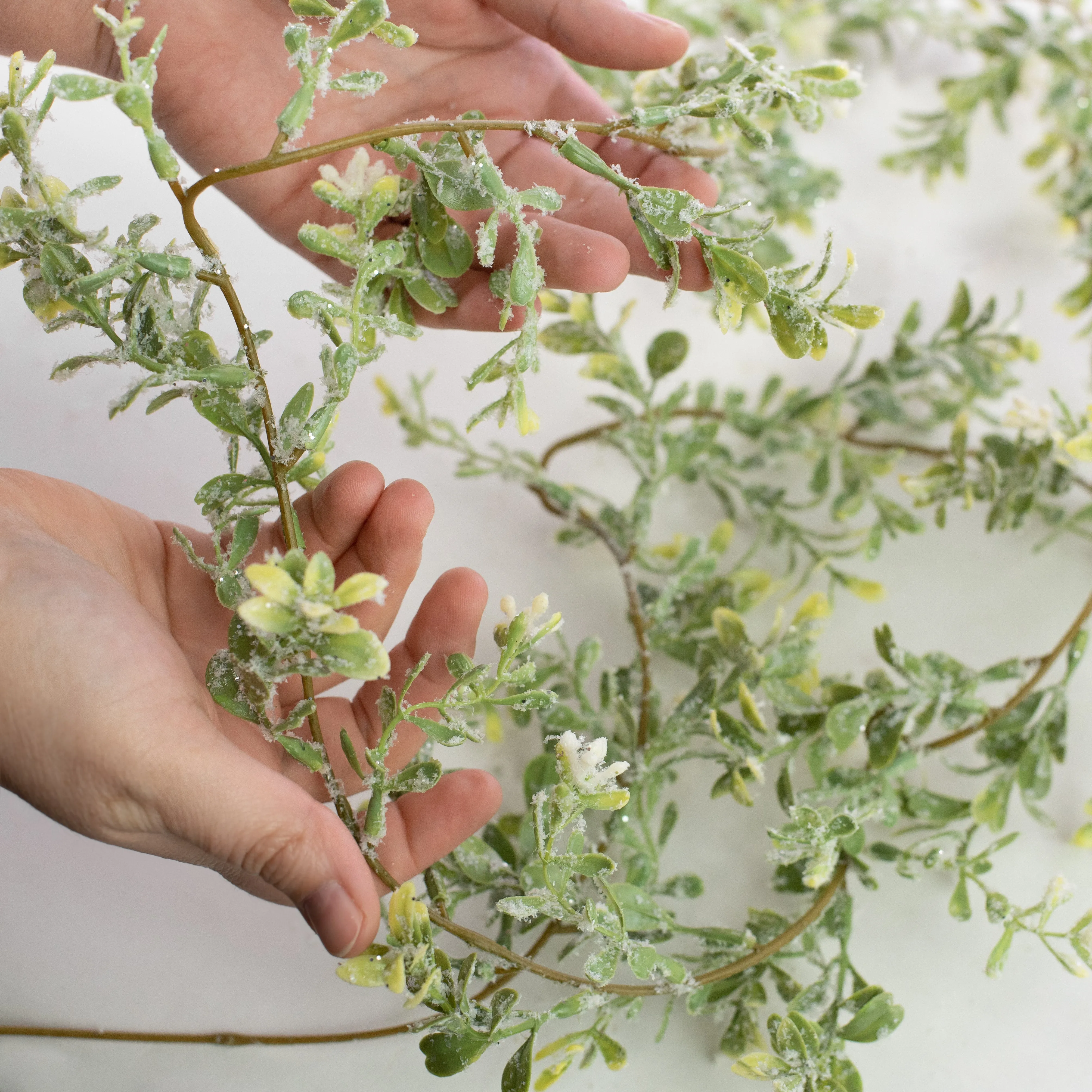 6' Snow Boxwood Greenery Garland