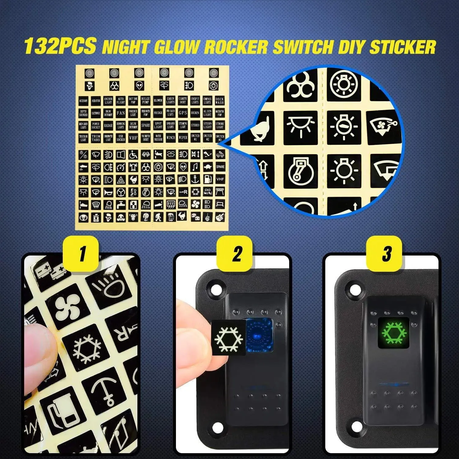 8Gang Aluminum 5Pin ON/Off Blue Rocker Switch Panel