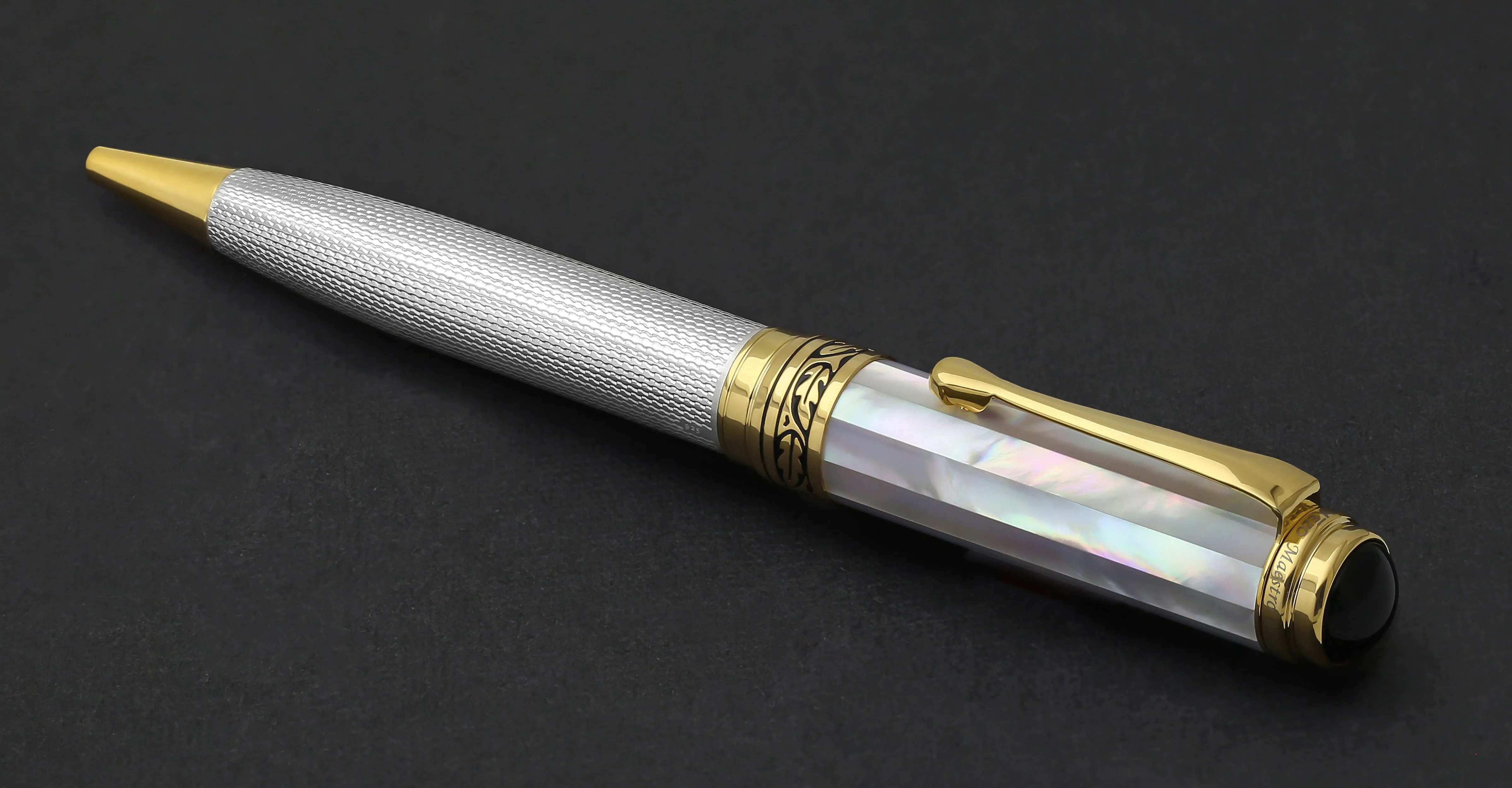 925 Sterling Silver Ballpoint Pen - Oceanic White Mother of Pearl Cap