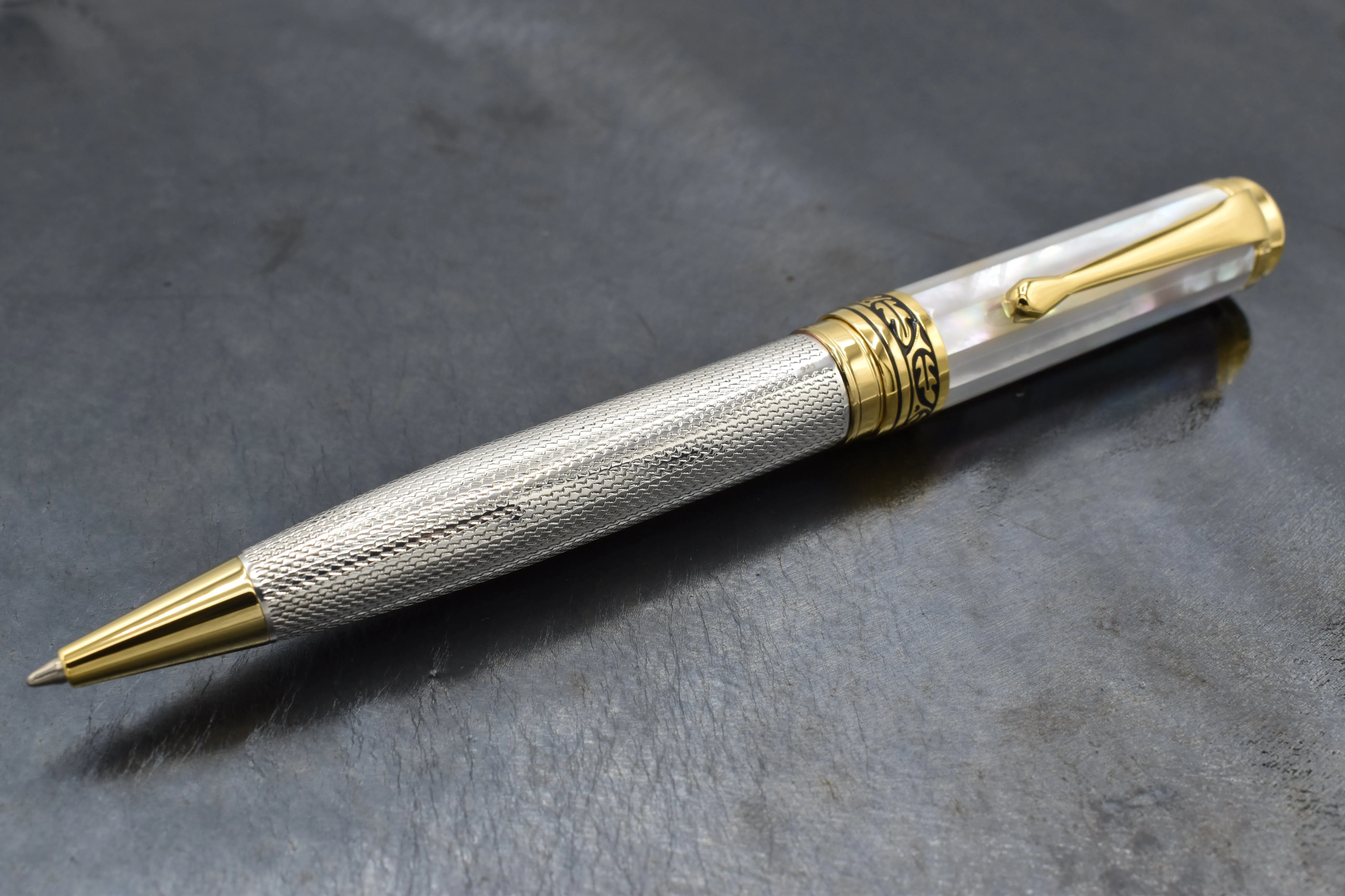 925 Sterling Silver Ballpoint Pen - Oceanic White Mother of Pearl Cap
