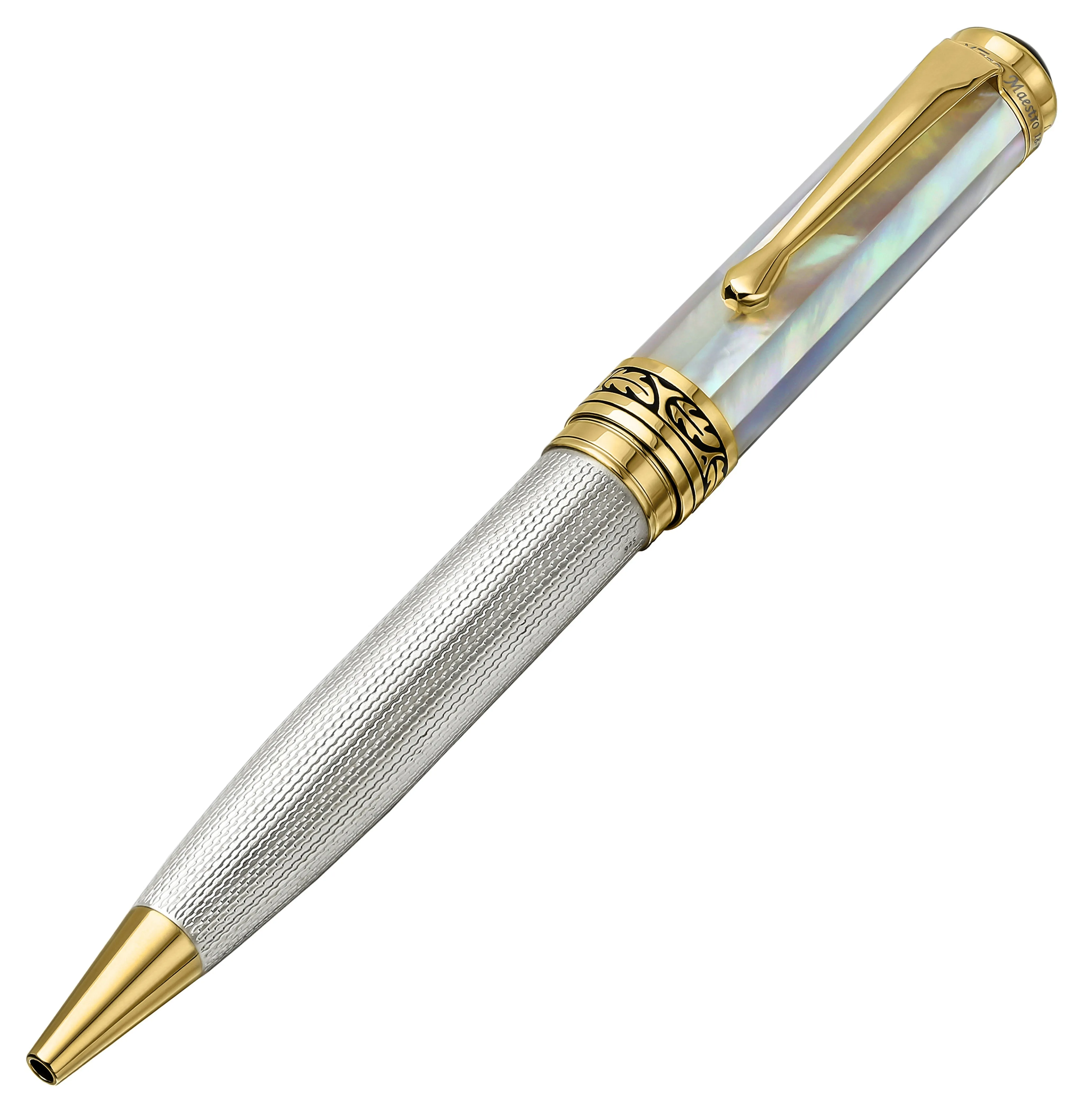 925 Sterling Silver Ballpoint Pen - Oceanic White Mother of Pearl Cap