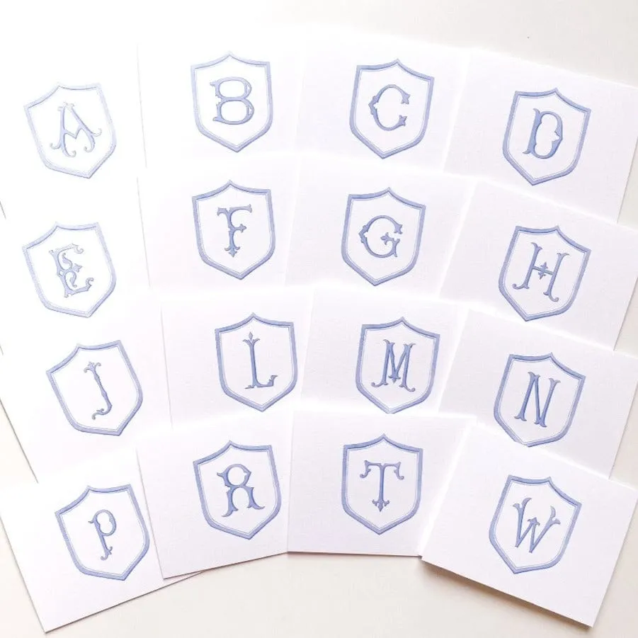 Blue Crest Initial Notecards: Boxed Set