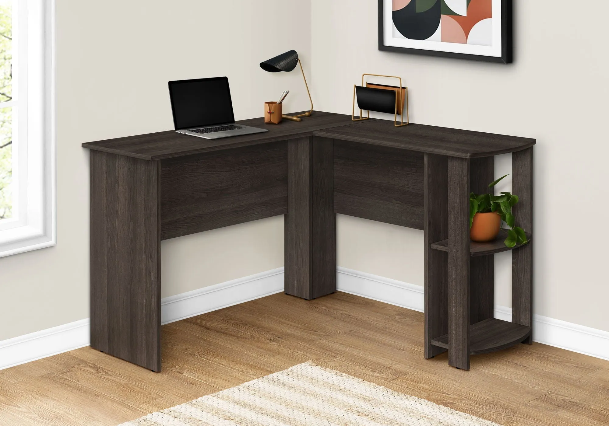 Computer Desk, Home Office, Corner, Storage Shelves, L Shape, Laptop, Contemporary & Modern by Couch.com