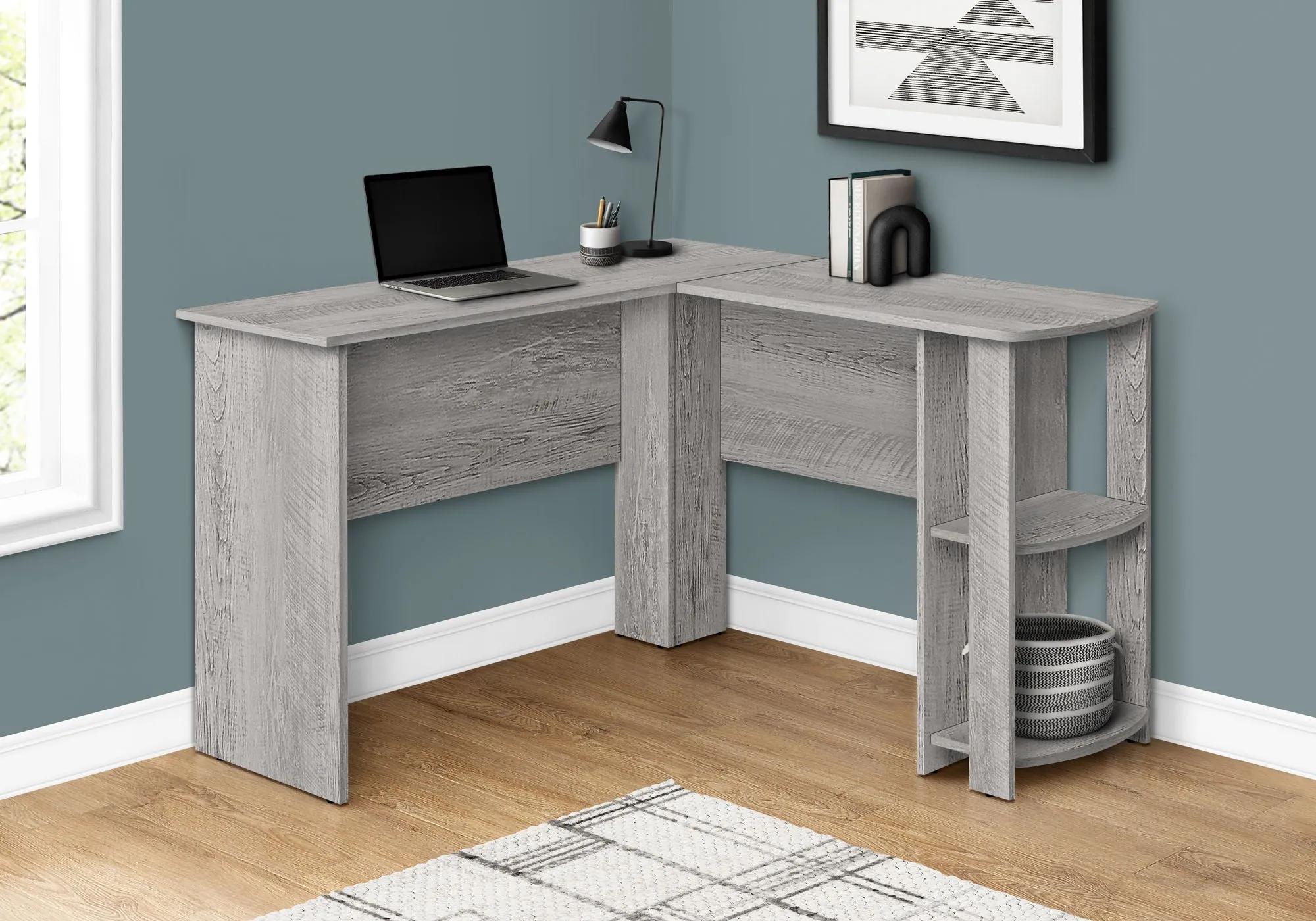 Computer Desk, Home Office, Corner, Storage Shelves, L Shape, Laptop, Contemporary & Modern by Couch.com