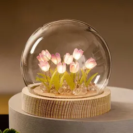 DIY Handmade Artificial Tulip LED Night Light – Bedside Table Lamp for Bedroom Decor, Christmas & Birthday Gifts