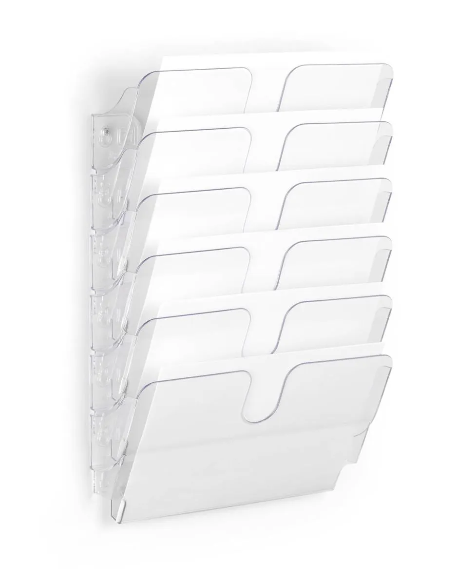 Durable FLEXIPLUS 6 Wall Mounted Literature Tray | A4 Landscape | Clear