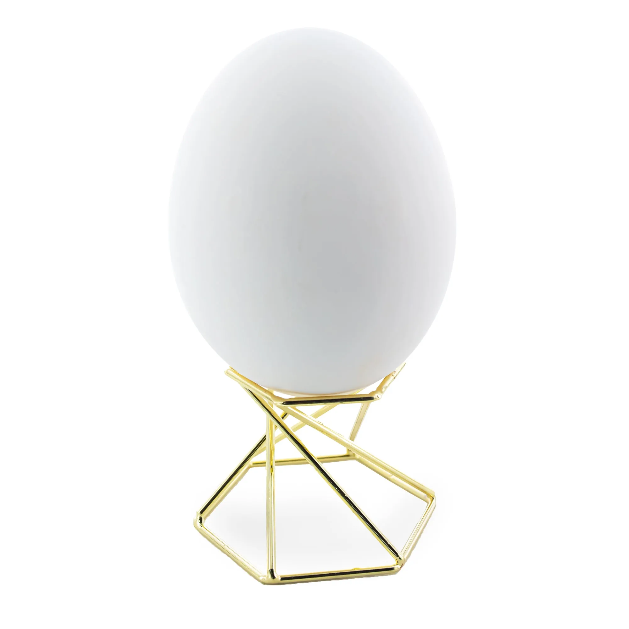 Hexagon Gold Tone Metal Chicken and Goose Egg Stand Holder Display