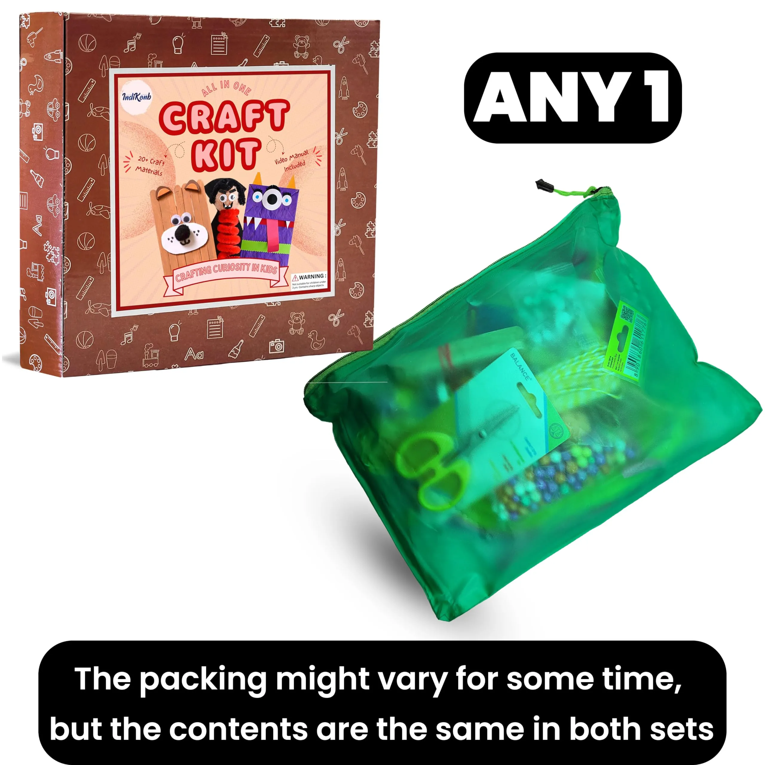 INDIKONB 22 in 1 Art and Craft Kit for Girls and Boys with Crafts Supplies Set All Craft Materials Items for Kids DIY for All Ages 8-10, Age 9-12, Age 12-16 Old - Art Kit # 2, Multicolour