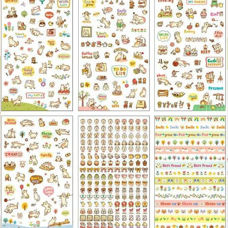 Kitty Cat Sticker, 6 Sheets/3500pcs, Kawaii Cat lover