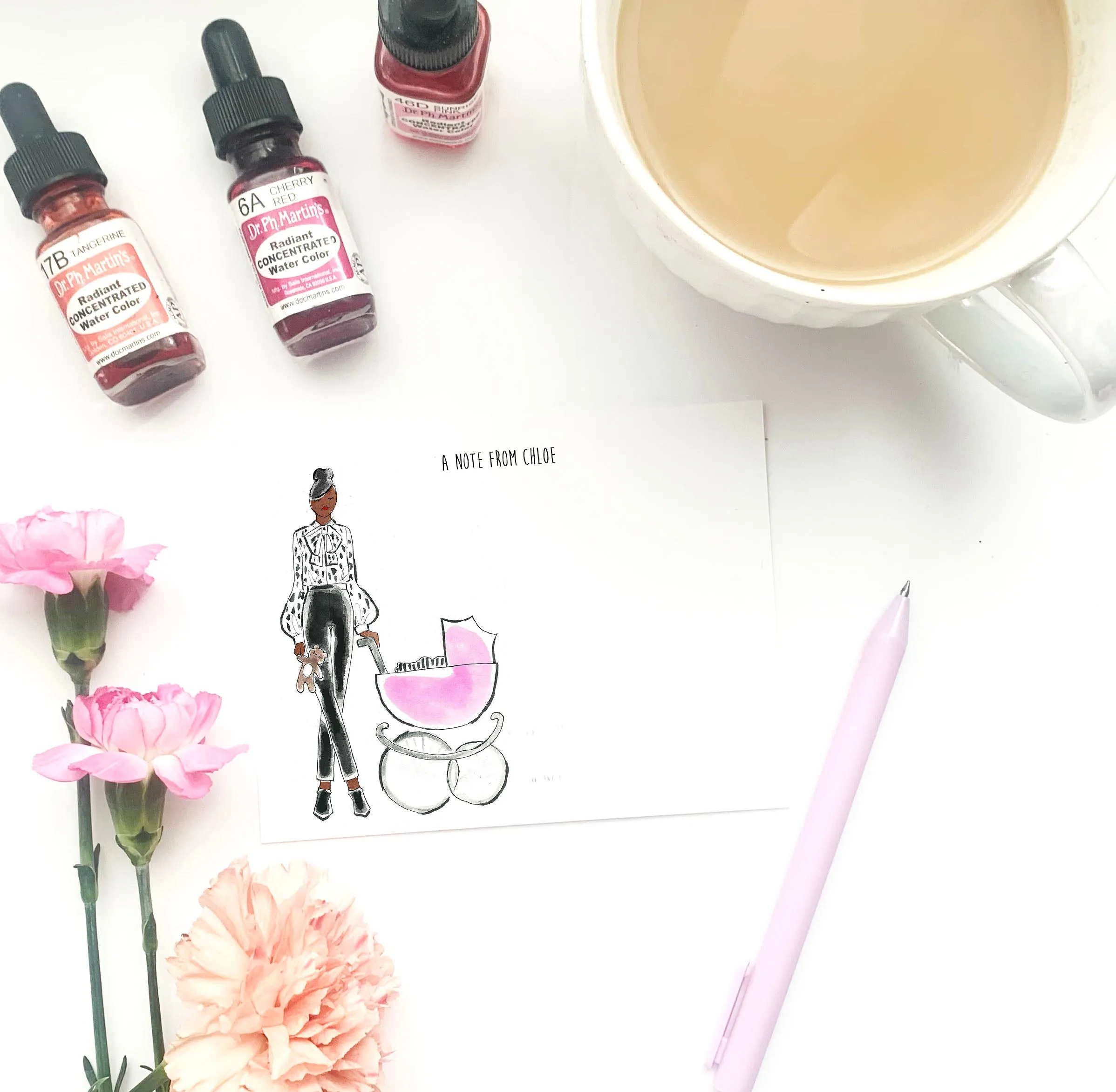 Mama   Baby Pink Personalized Stationery