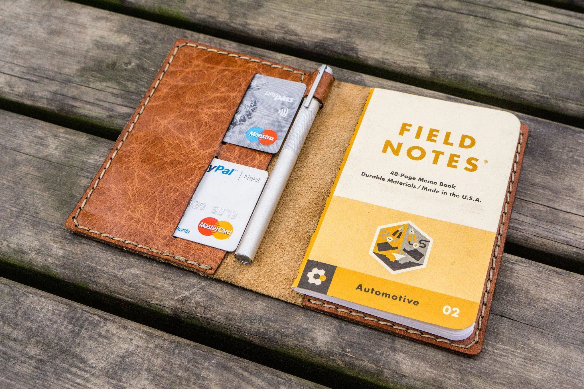 No.33 Personalized Leather Field Notes Cover - Rustic Brown