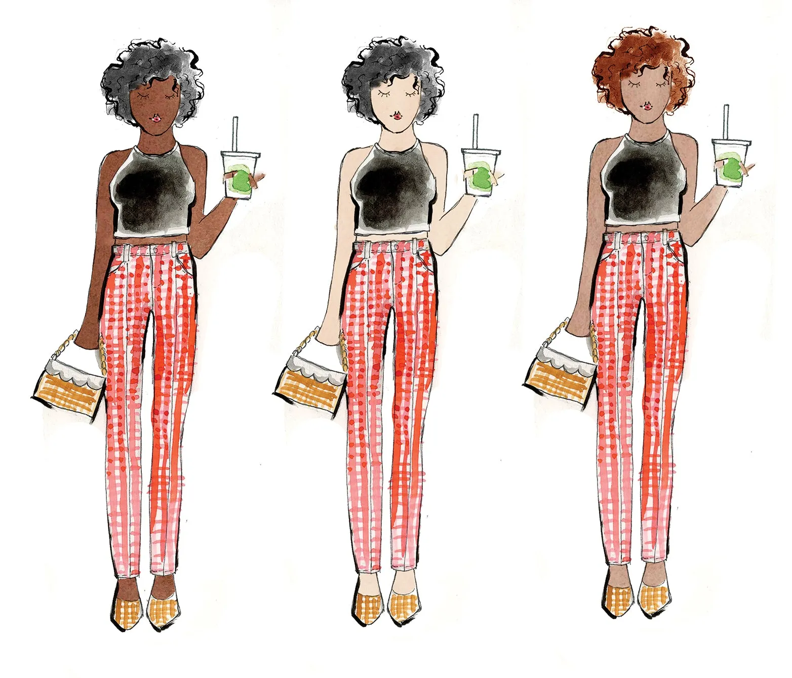 Orange Gingham Girl Personalized Stationery