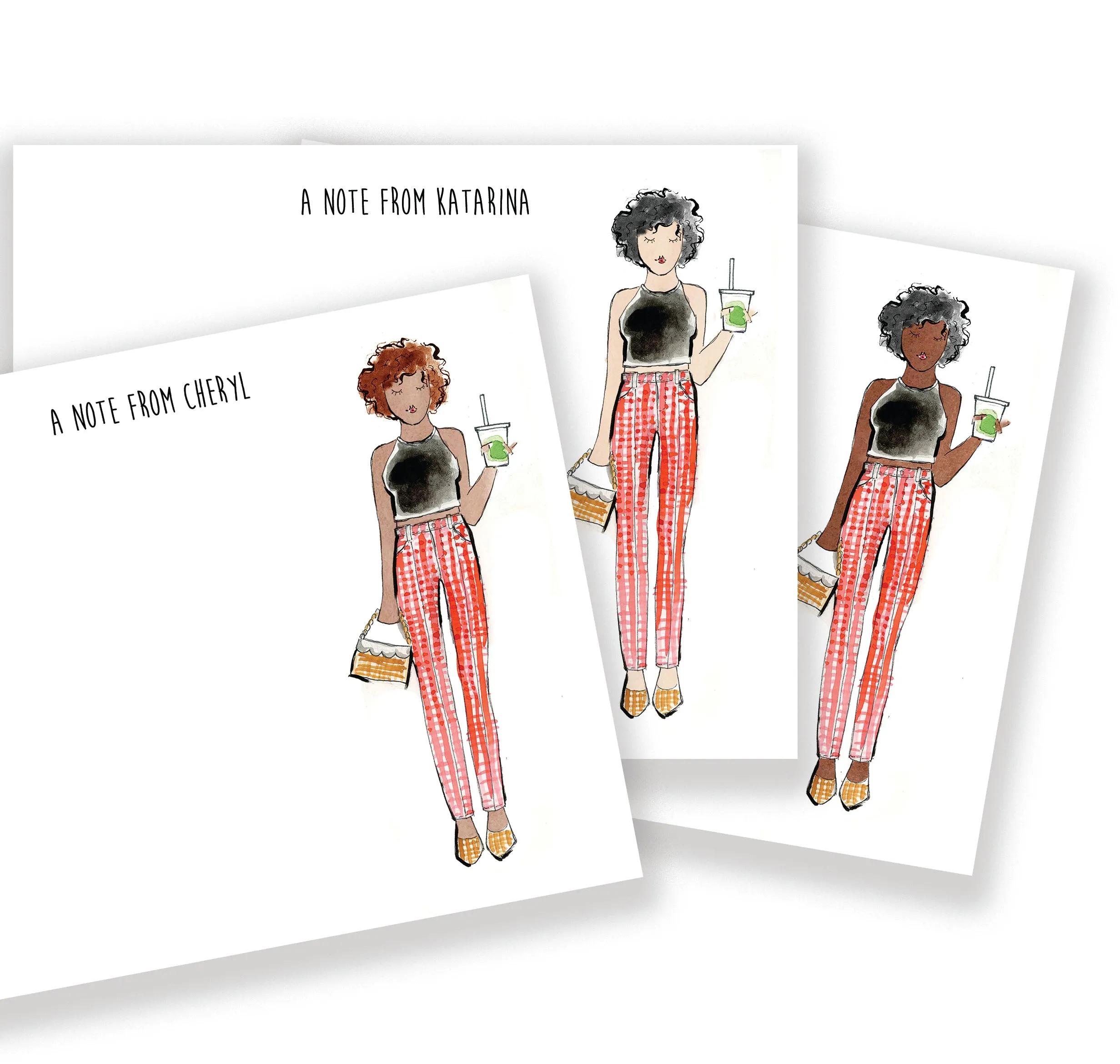 Orange Gingham Girl Personalized Stationery