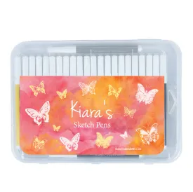 Personalised Aqua Sketch Pens - Butterfly