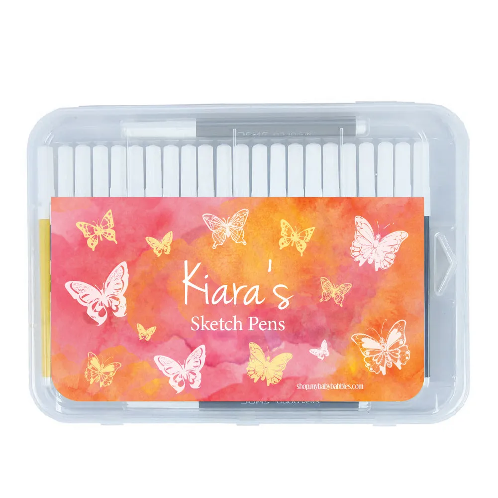 Personalised Aqua Sketch Pens - Butterfly