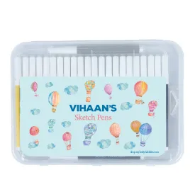 Personalised Aqua Sketch Pens - Hot Air Balloon, Blue