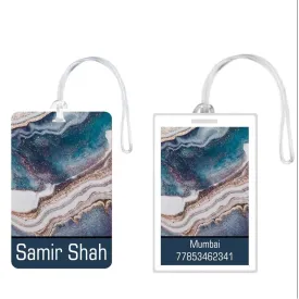 Personalized Luggage Tags - Blue Marble Design - Set of 5