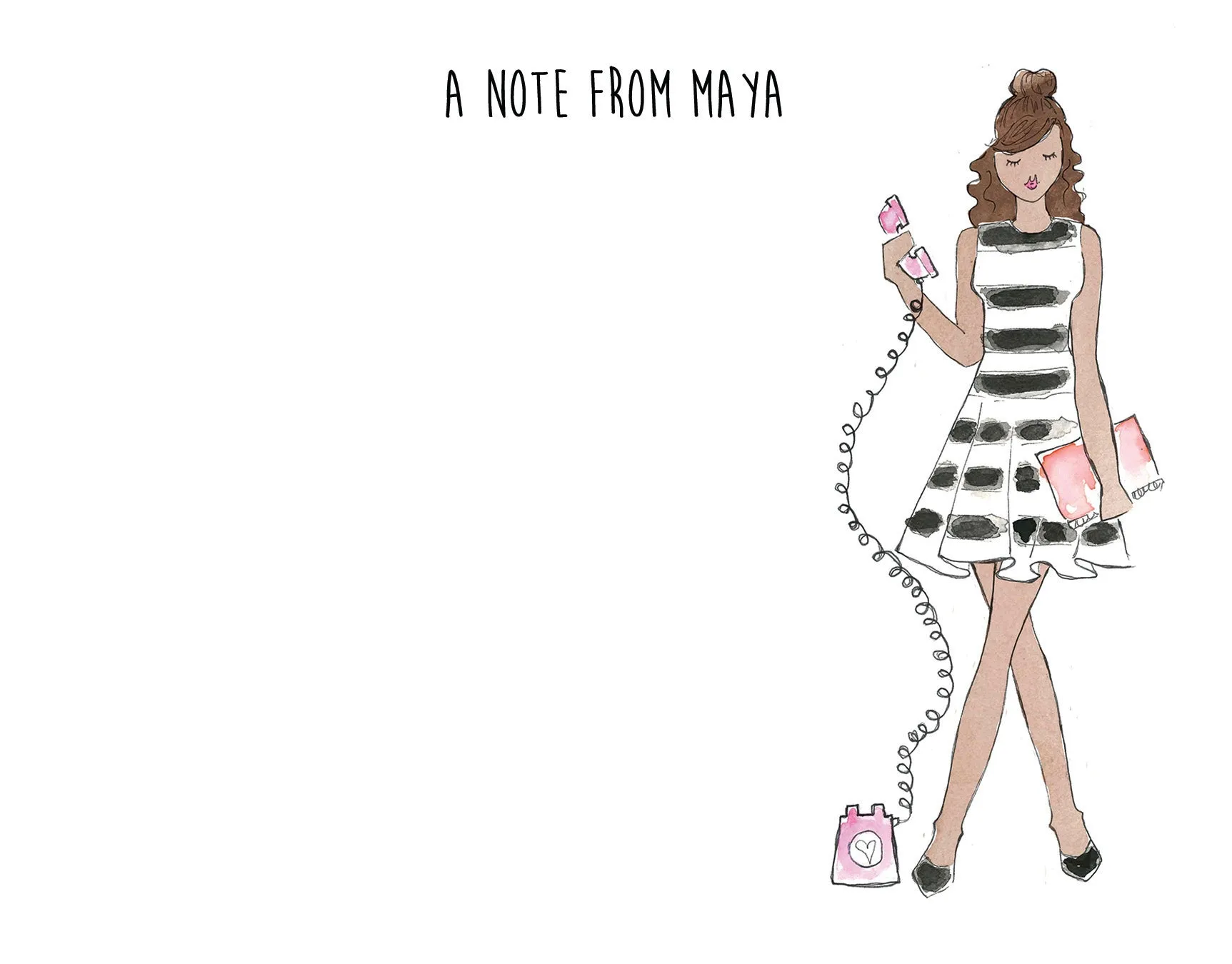 Retro Telephone Girl Personalized Stationery