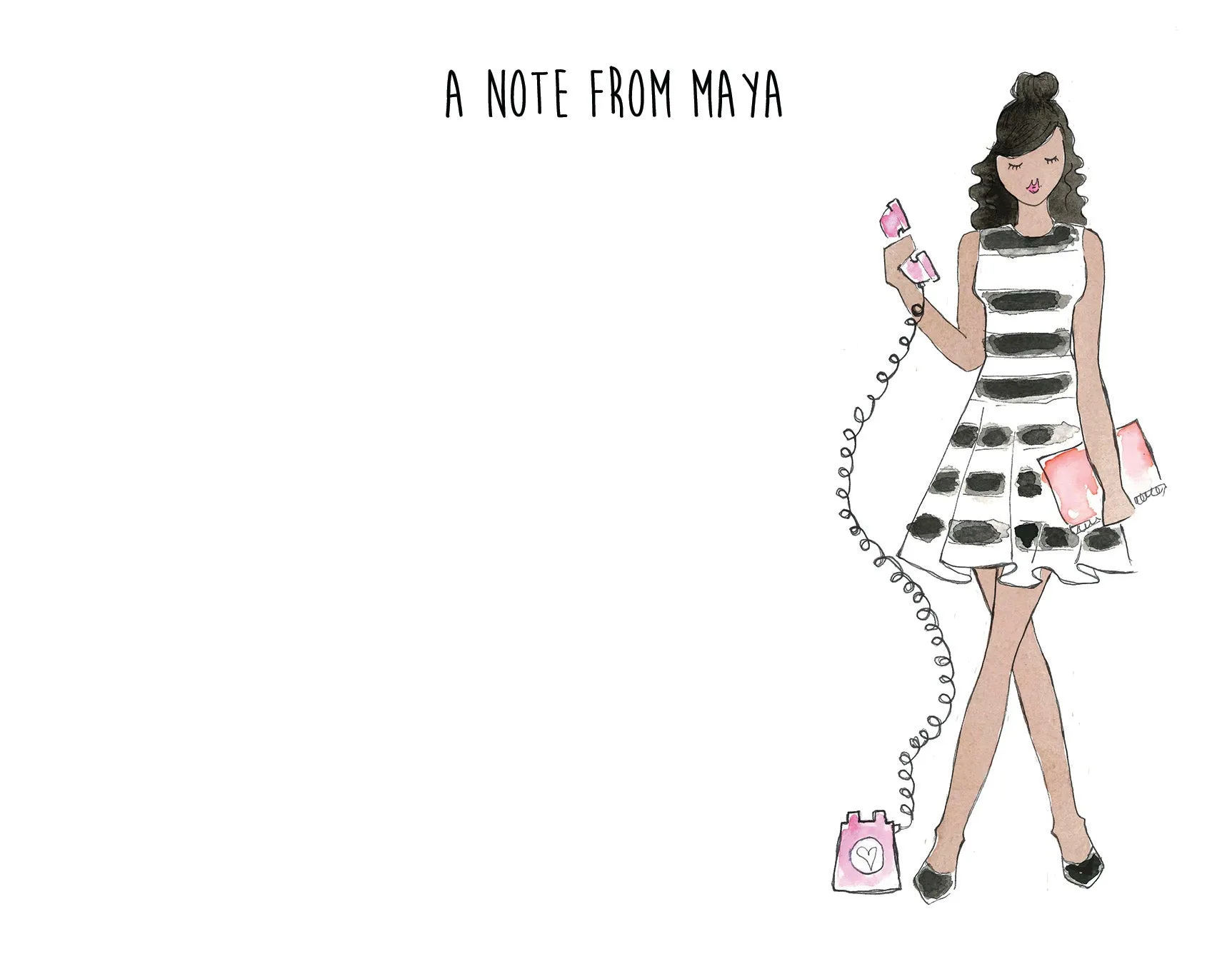 Retro Telephone Girl Personalized Stationery