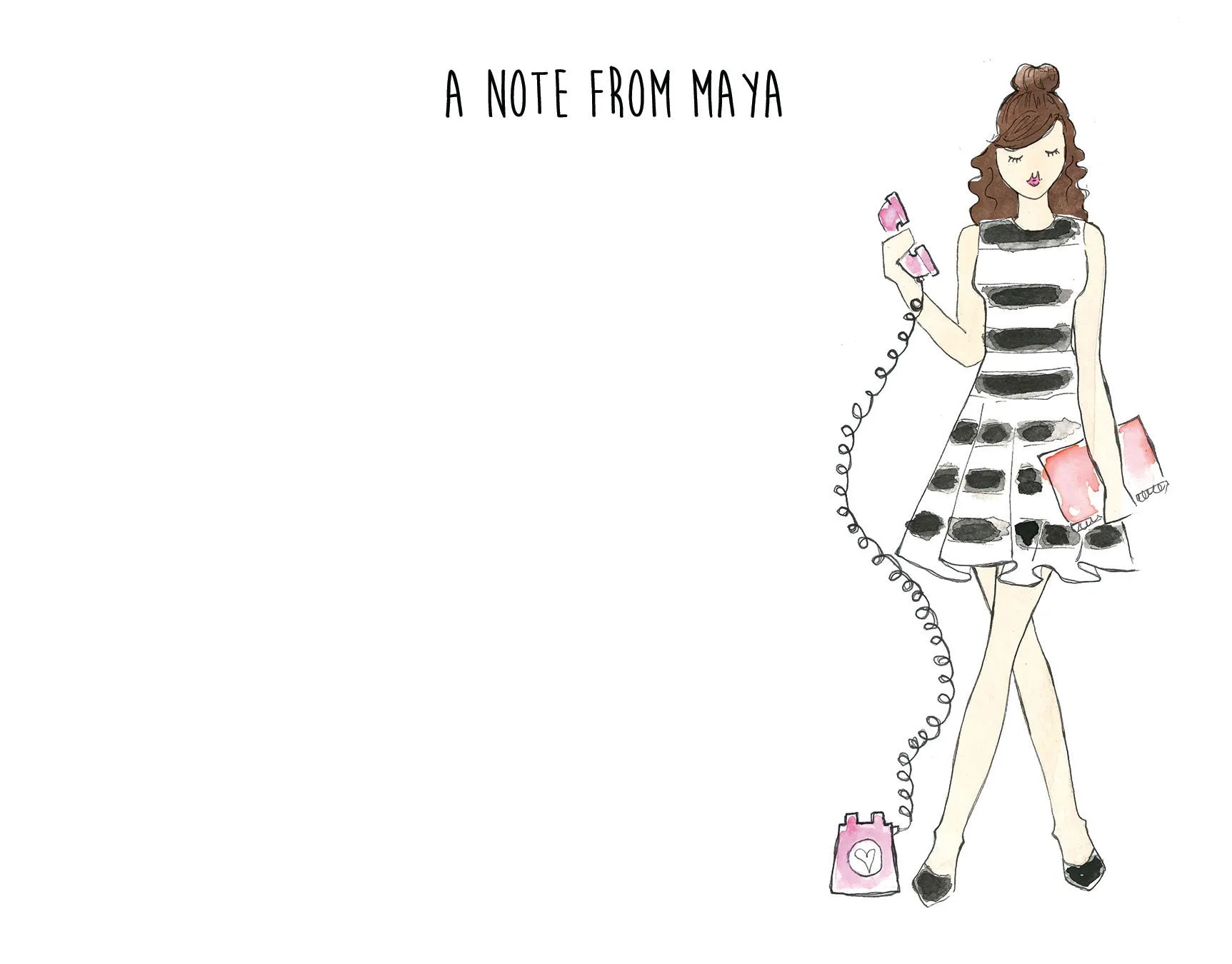 Retro Telephone Girl Personalized Stationery