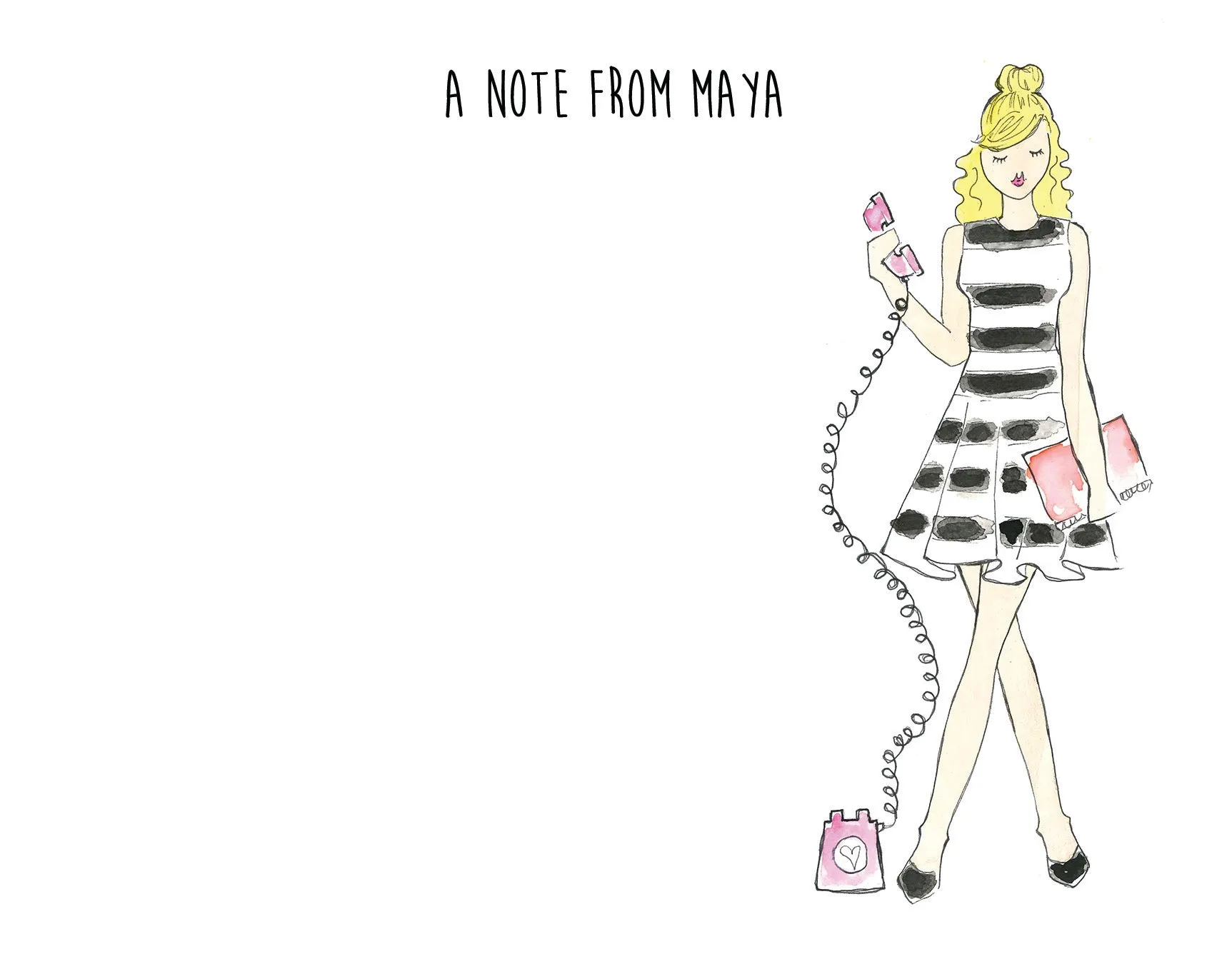 Retro Telephone Girl Personalized Stationery