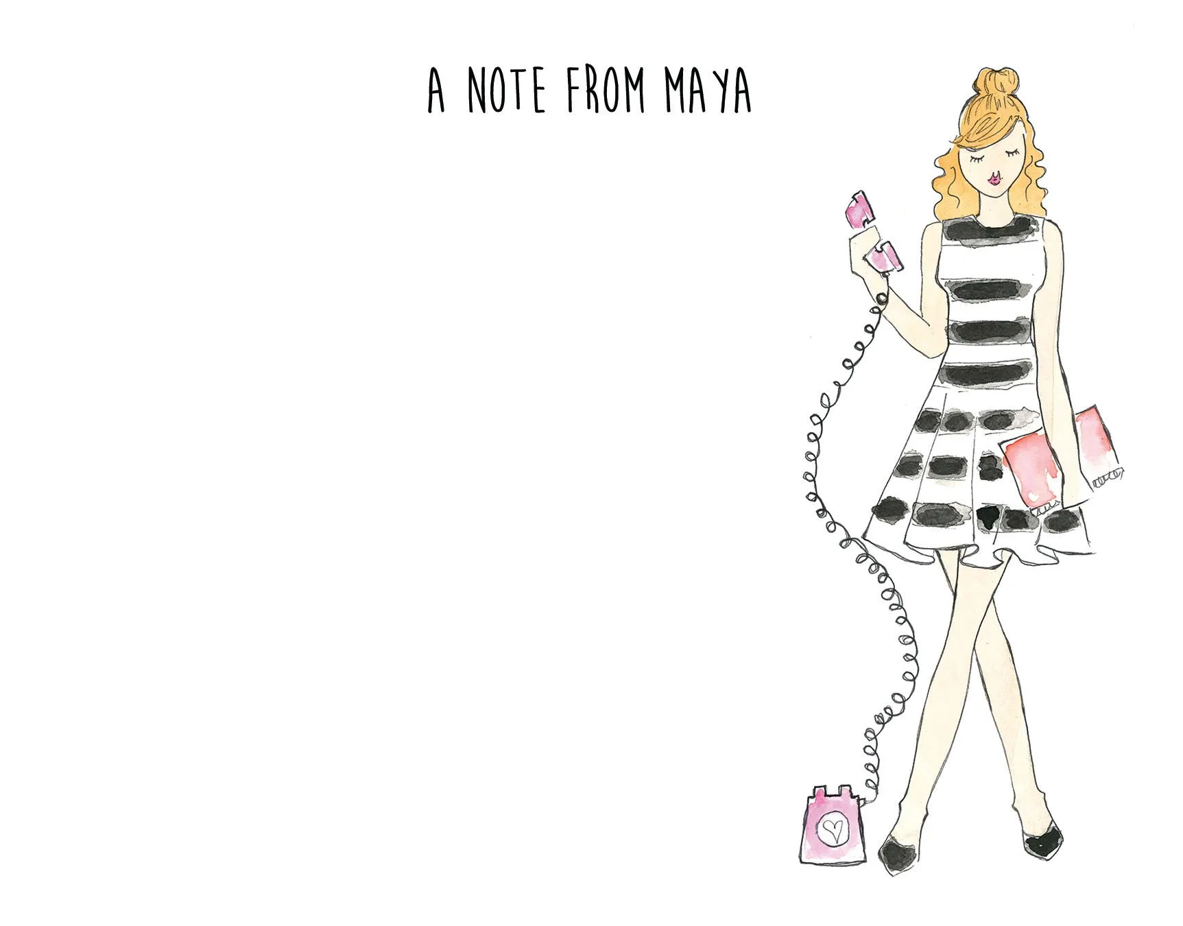 Retro Telephone Girl Personalized Stationery