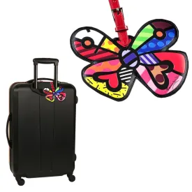 Romero Britto Luggage Tag Butterfly Heart Travel Bag ID Name Suitcase Baggage