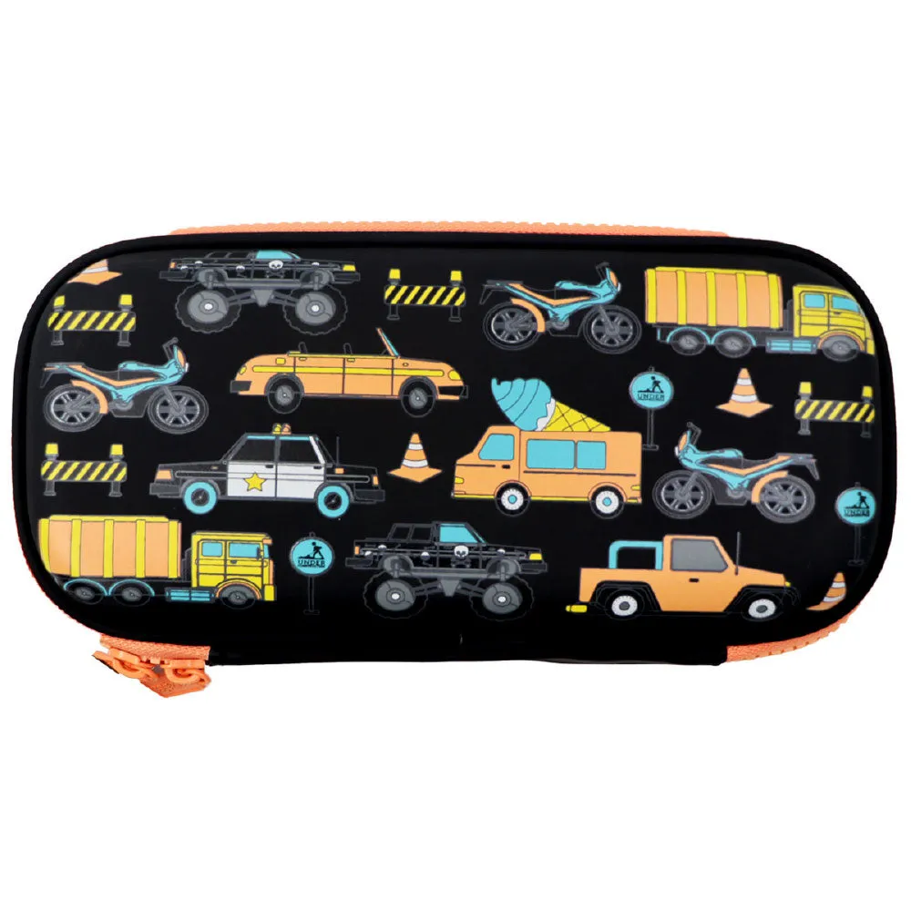 Scoobies Construction Racing Pencil Case | With Separate Pens Slot | Premium EVA Quality | Multi-Use Pouch