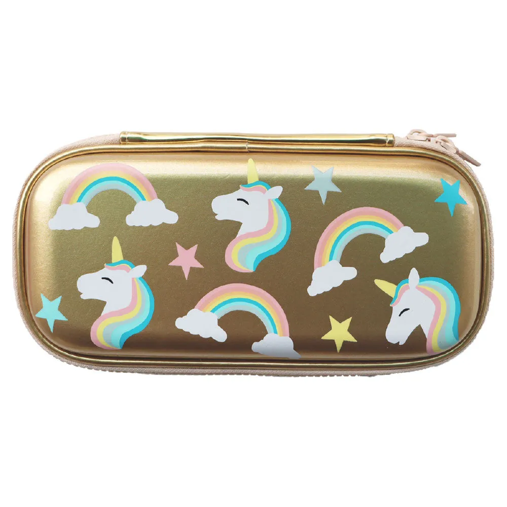 Scoobies Golden Unicorn Pencil Case | With Separate Pens Slot | Premium EVA Quality | Multi-Use Pouch