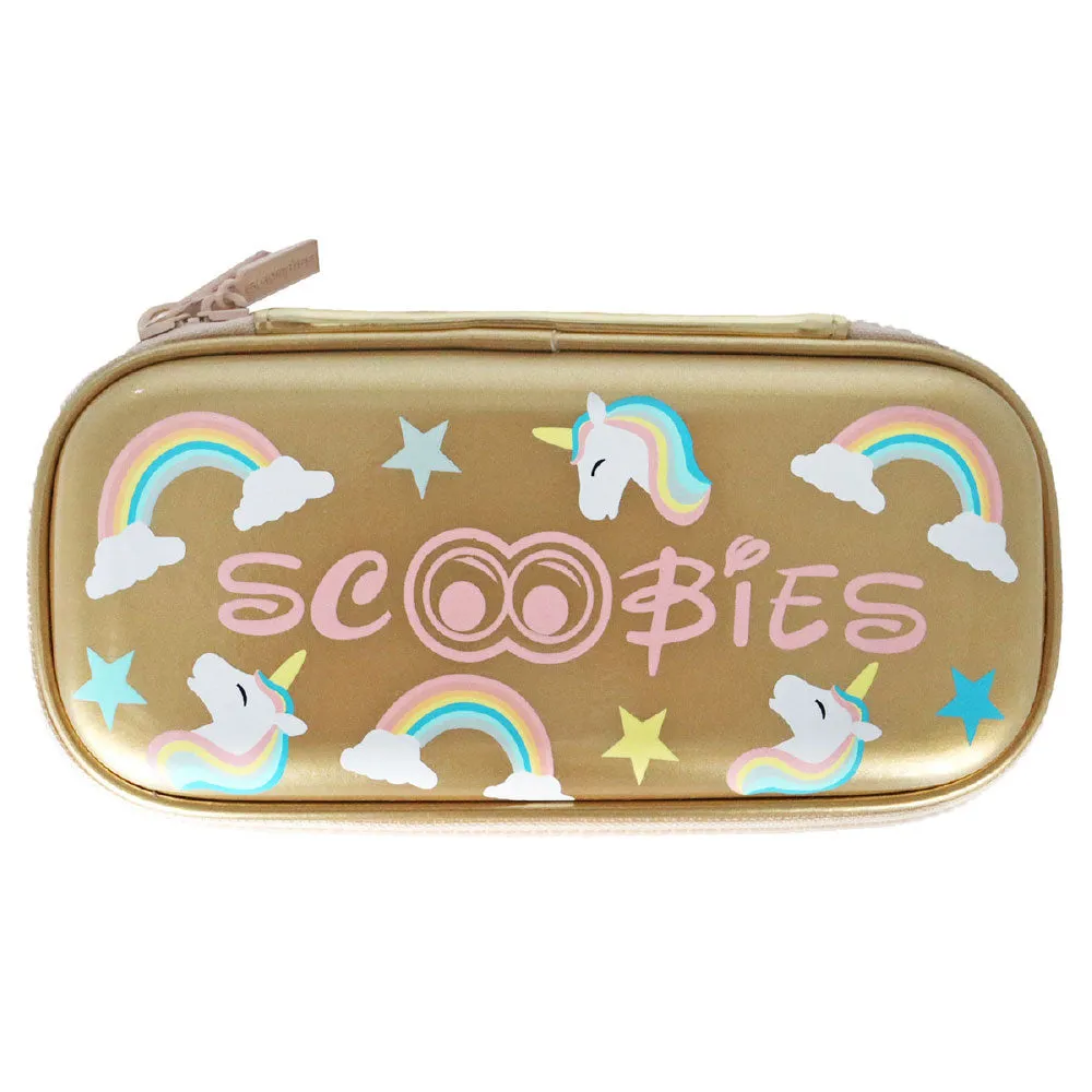 Scoobies Golden Unicorn Pencil Case | With Separate Pens Slot | Premium EVA Quality | Multi-Use Pouch