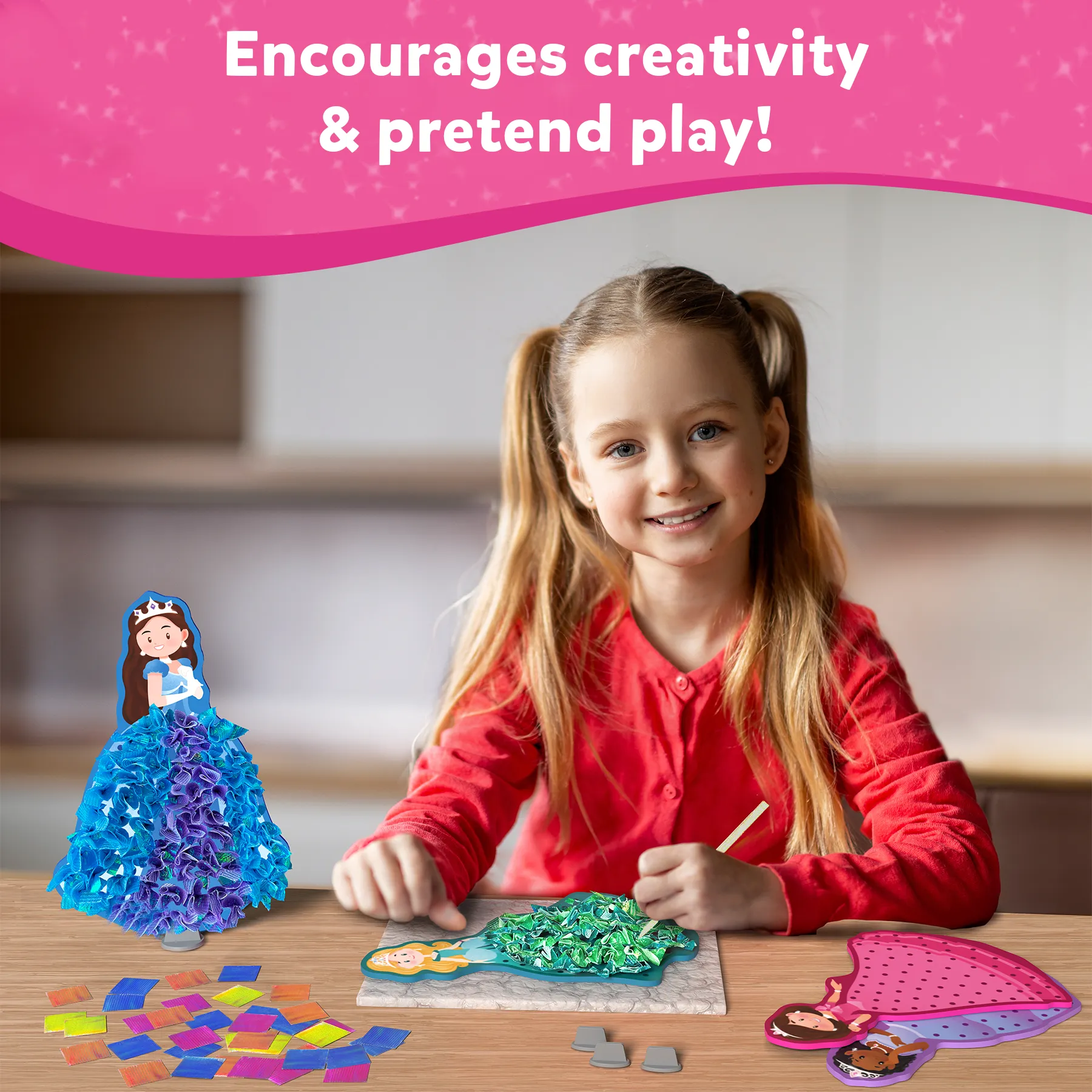 Skillmatics Art & Craft Activity - Poke-in Art Magical Princesses, Mess-Free Art for Kids, Craft Kits, DIY Activity, Gifts for Girls & Boys Ages 4, 5, 6, 7, 8, 9